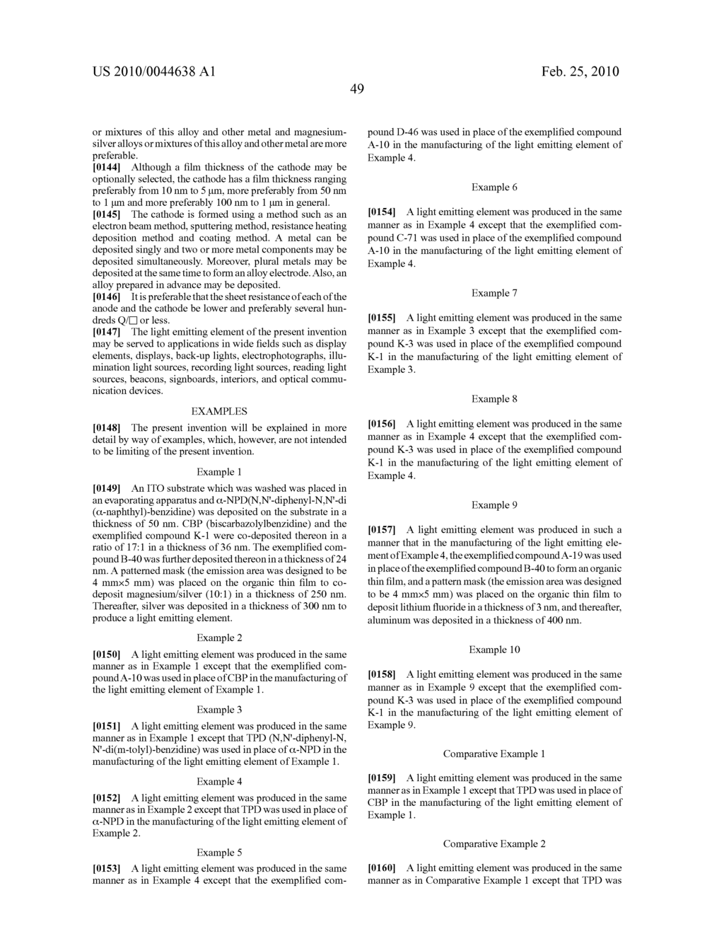 LIGHT EMITTING ELEMENT AND AZOLE COMPOUND - diagram, schematic, and image 50