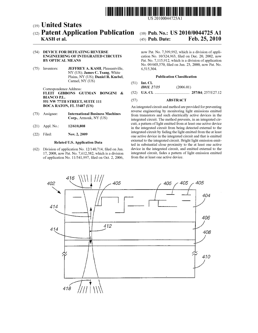 DEVICE FOR DEFEATING REVERSE ENGINEERING OF INTEGRATED CIRCUITS BY OPTICAL MEANS - diagram, schematic, and image 01