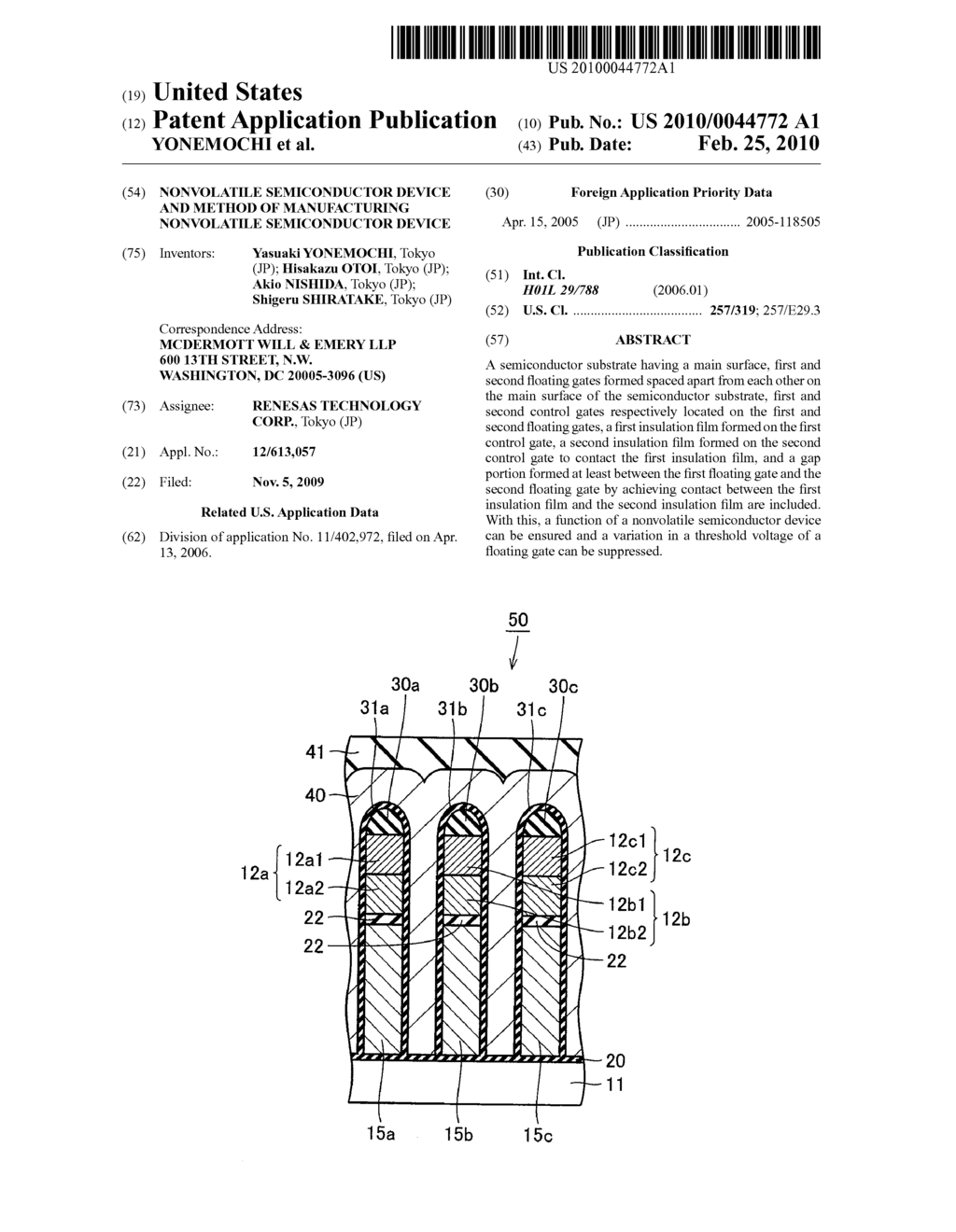 NONVOLATILE SEMICONDUCTOR DEVICE AND METHOD OF MANUFACTURING NONVOLATILE SEMICONDUCTOR DEVICE - diagram, schematic, and image 01