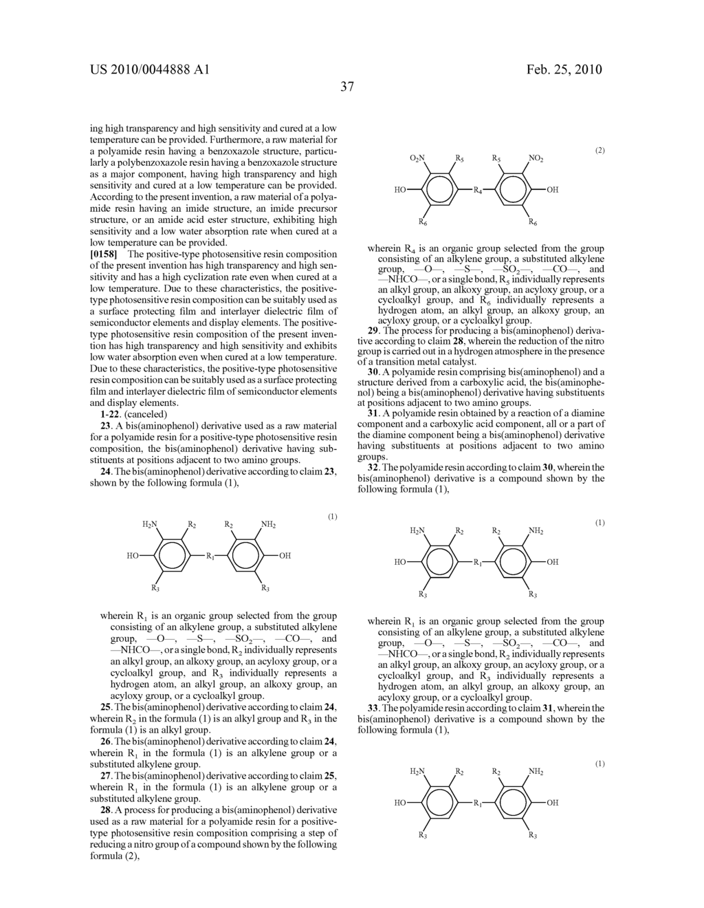 BIS(AMINOPHENOL) DERIVATIVE, PROCESS FOR PRODUCING SAME, POLYAMIDE RESIN, POSITIVE PHOTOSENSITIVE RESIN COMPOSITION, PROTECTIVE FILM, INTERLAYER DIELECTRIC FILM, SEMICONDUCTOR DEVICE, AND DISPLAY ELEMENT - diagram, schematic, and image 38