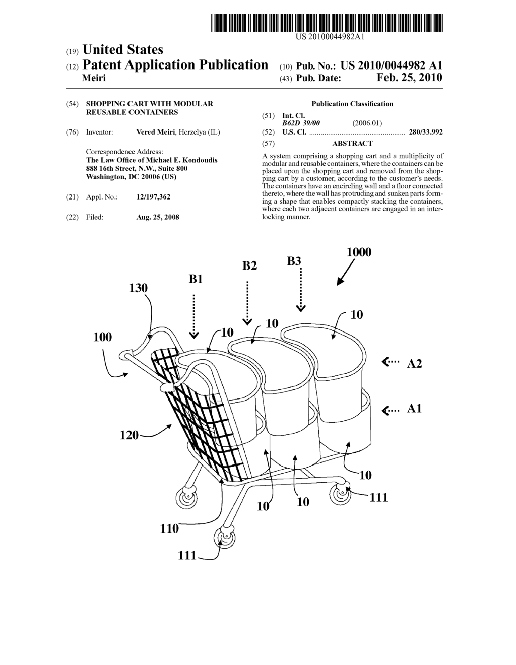 Shopping Cart With Modular Reusable Containers - diagram, schematic, and image 01