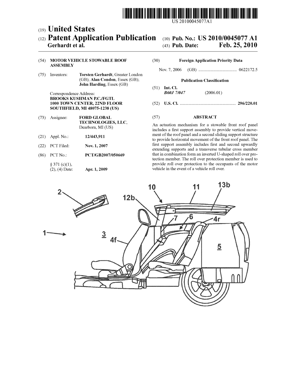 MOTOR VEHICLE STOWABLE ROOF ASSEMBLY - diagram, schematic, and image 01