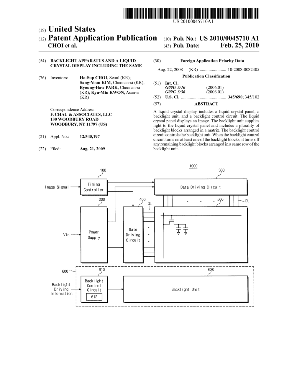 BACKLIGHT APPARATUS AND A LIQUID CRYSTAL DISPLAY INCLUDING THE SAME - diagram, schematic, and image 01