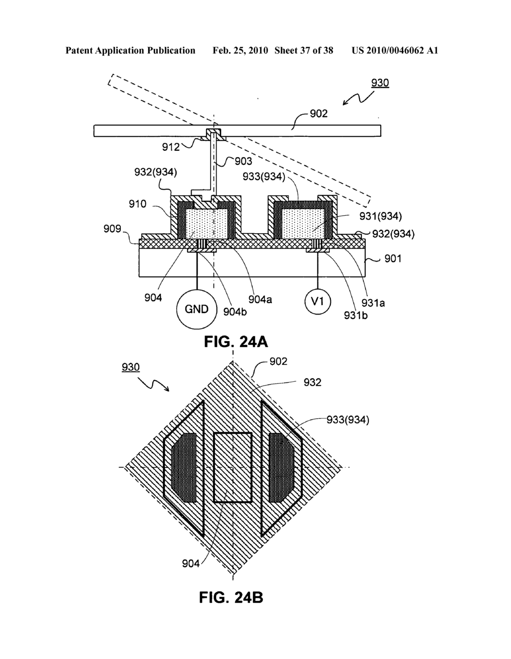 Mirror device and MEMS device comprising layered electrode - diagram, schematic, and image 38