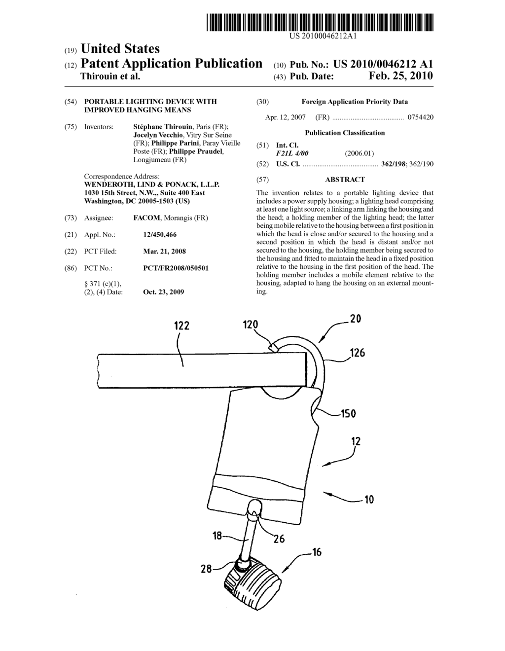 PORTABLE LIGHTING DEVICE WITH IMPROVED HANGING MEANS - diagram, schematic, and image 01