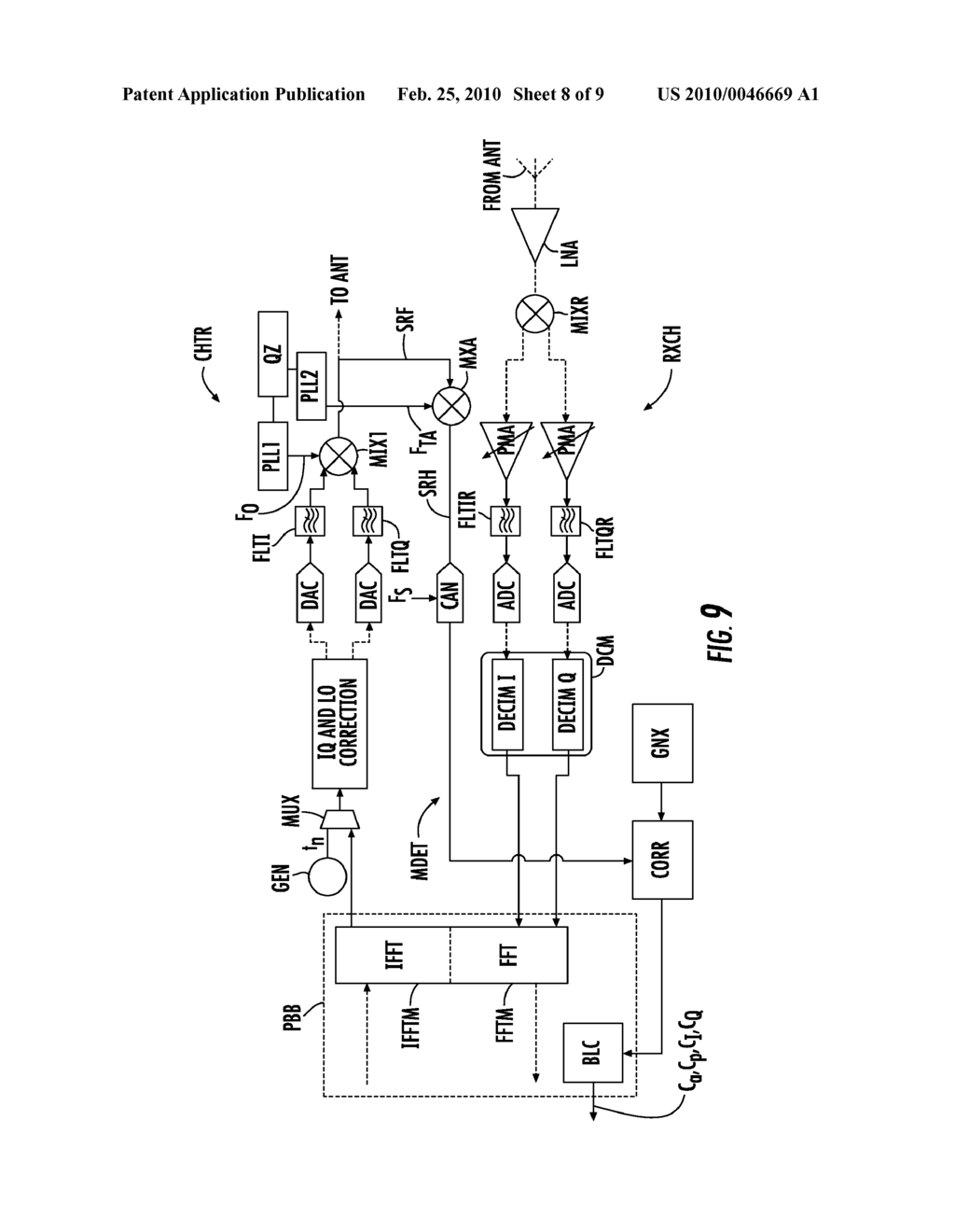 METHOD AND SYSTEM FOR PROCESSING IMPERFECTIONS OF A RADIO FREQUENCY TRANSMISSION SUBSYSTEM AND COMMUNICATION APPLIANCE INCORPORATING SUCH A TRANSMISSION SUBSYSTEM - diagram, schematic, and image 09