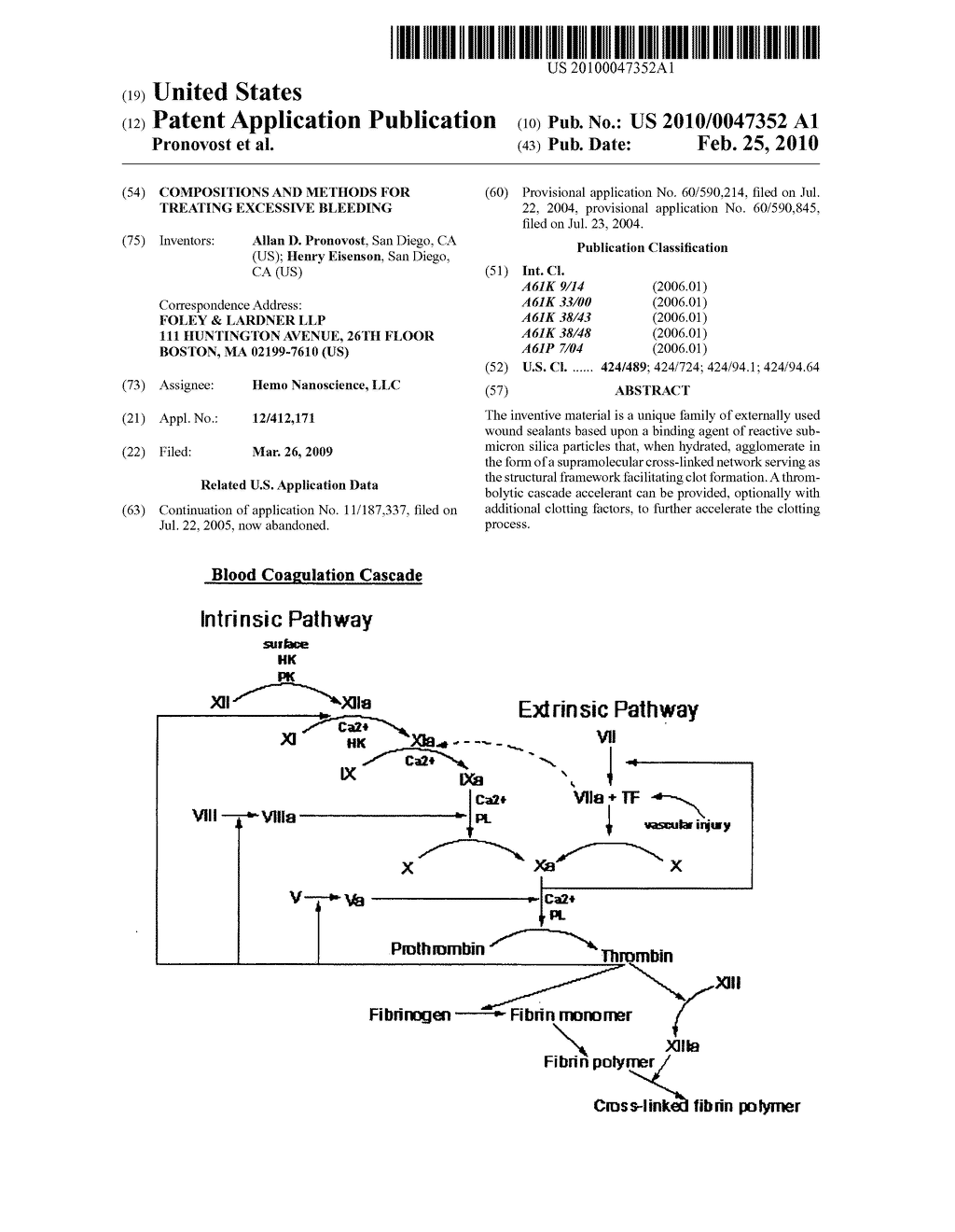 COMPOSITIONS AND METHODS FOR TREATING EXCESSIVE BLEEDING - diagram, schematic, and image 01