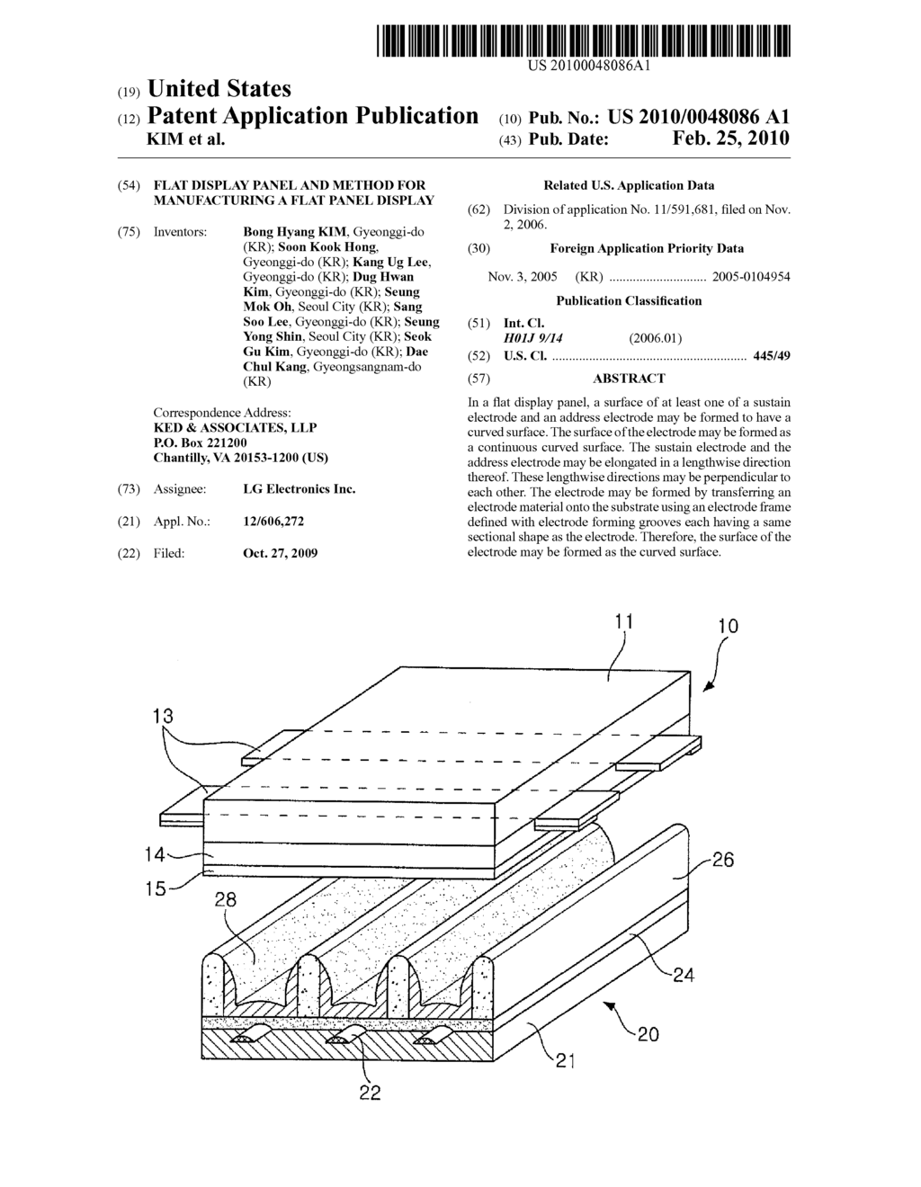 FLAT DISPLAY PANEL AND METHOD FOR MANUFACTURING A FLAT PANEL DISPLAY - diagram, schematic, and image 01