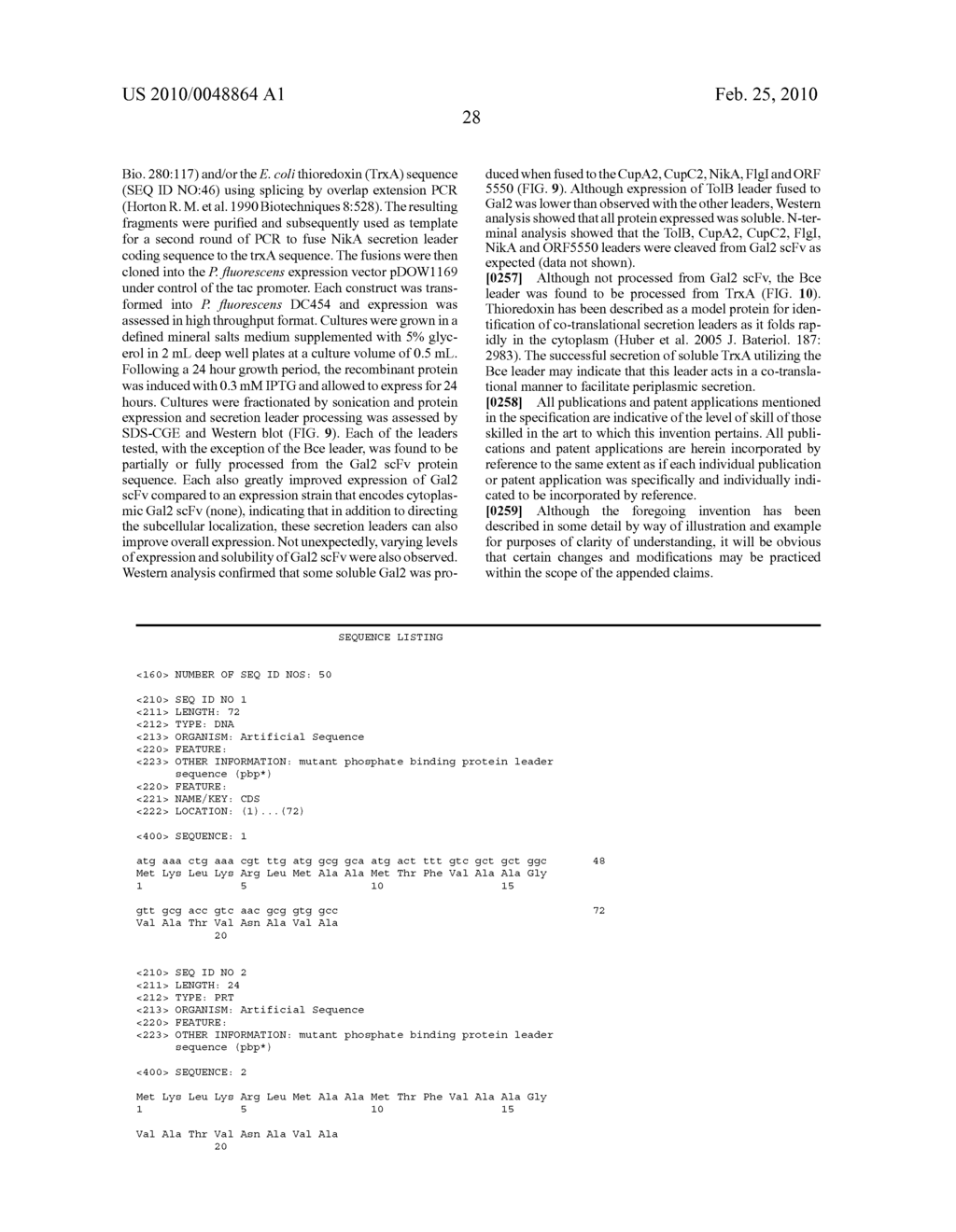 BACTERIAL LEADER SEQUENCES FOR INCREASED EXPRESSION - diagram, schematic, and image 40