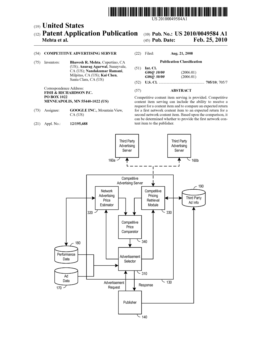 COMPETITIVE ADVERTISING SERVER - diagram, schematic, and image 01