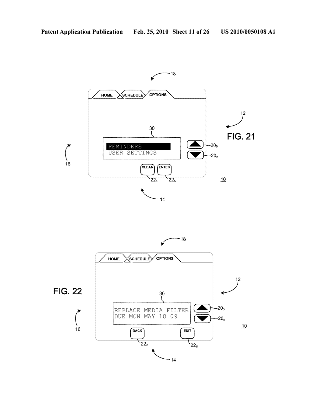 DISPLAY APPARATUS AND METHOD FOR ENTERING A REMINDER IN A CONTROL UNIT FOR AN ENVIRONMENTAL CONTROL SYSTEM - diagram, schematic, and image 12