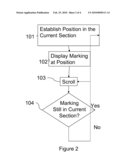 METHOD FOR VISUALIZING A CHANGE CAUSED BY SCROLLING IN A SCROLLING DIRECTION OF A SECTION OF A TEXT AND/OR GRAPHIC DISPLAYED ON AN OPTICAL DISPLAY MEANS diagram and image