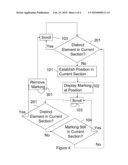 METHOD FOR VISUALIZING A CHANGE CAUSED BY SCROLLING IN A SCROLLING DIRECTION OF A SECTION OF A TEXT AND/OR GRAPHIC DISPLAYED ON AN OPTICAL DISPLAY MEANS diagram and image