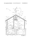 FIXED LOCATION, ULTRA-LOW FLUSH, SEWAGE-HOLDING VESSEL RESTROOM SYSTEM diagram and image