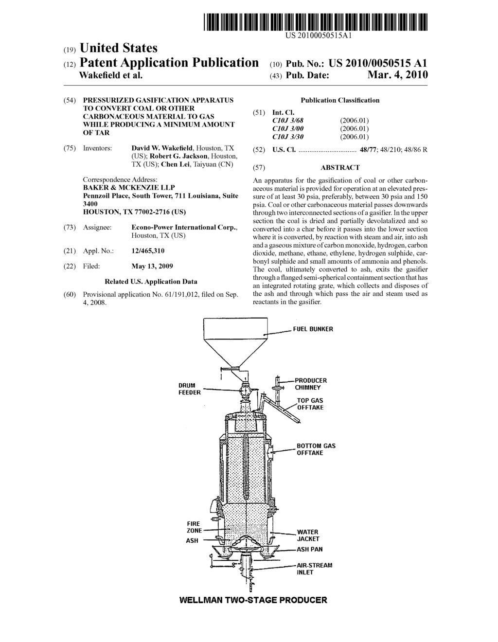 Pressurized Gasification Apparatus to Convert Coal or Other Carbonaceous Material to Gas While Producing a Minimum Amount of Tar - diagram, schematic, and image 01