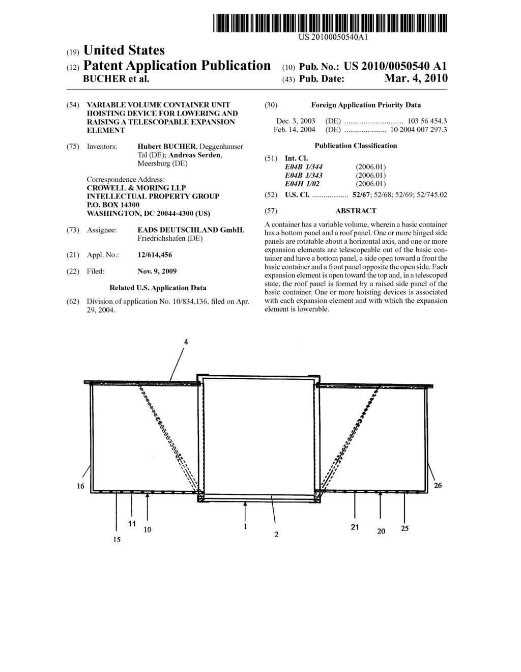 Variable Volume Container Unit Hoisting Device for Lowering and Raising a Telescopable Expansion Element - diagram, schematic, and image 01