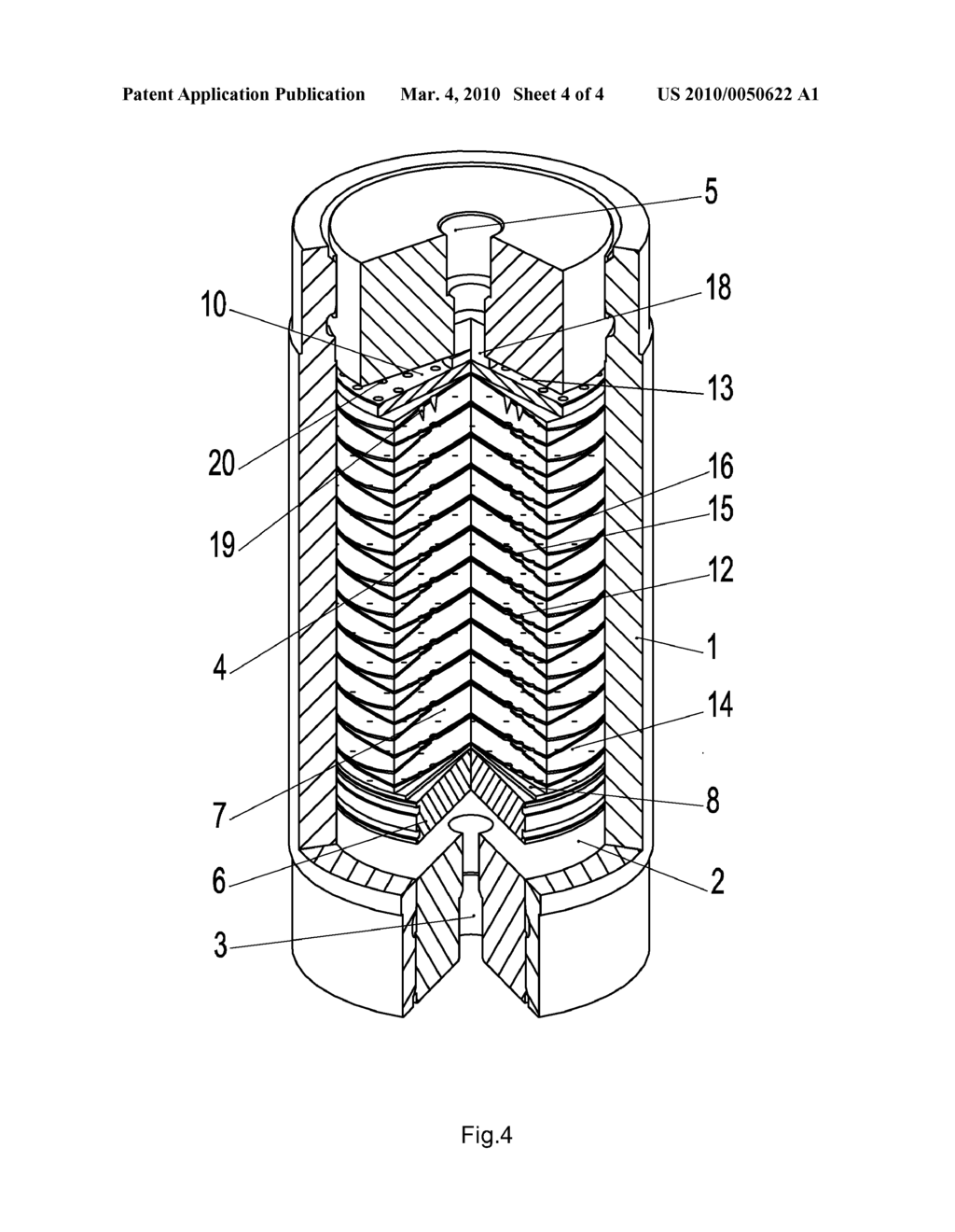 Hydropneumatic accumulator with flexible porous filler - diagram, schematic, and image 05