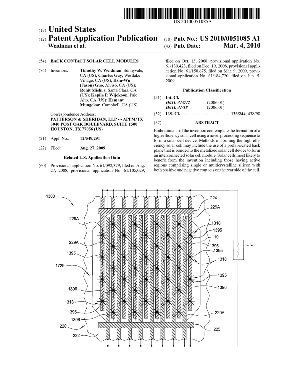 BACK CONTACT SOLAR CELL MODULES - diagram, schematic, and image 01