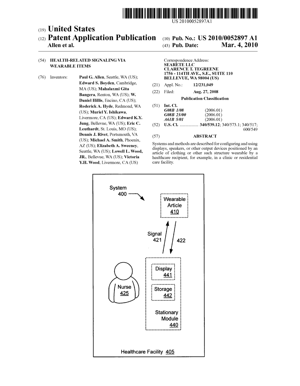 Health-related signaling via wearable items - diagram, schematic, and image 01