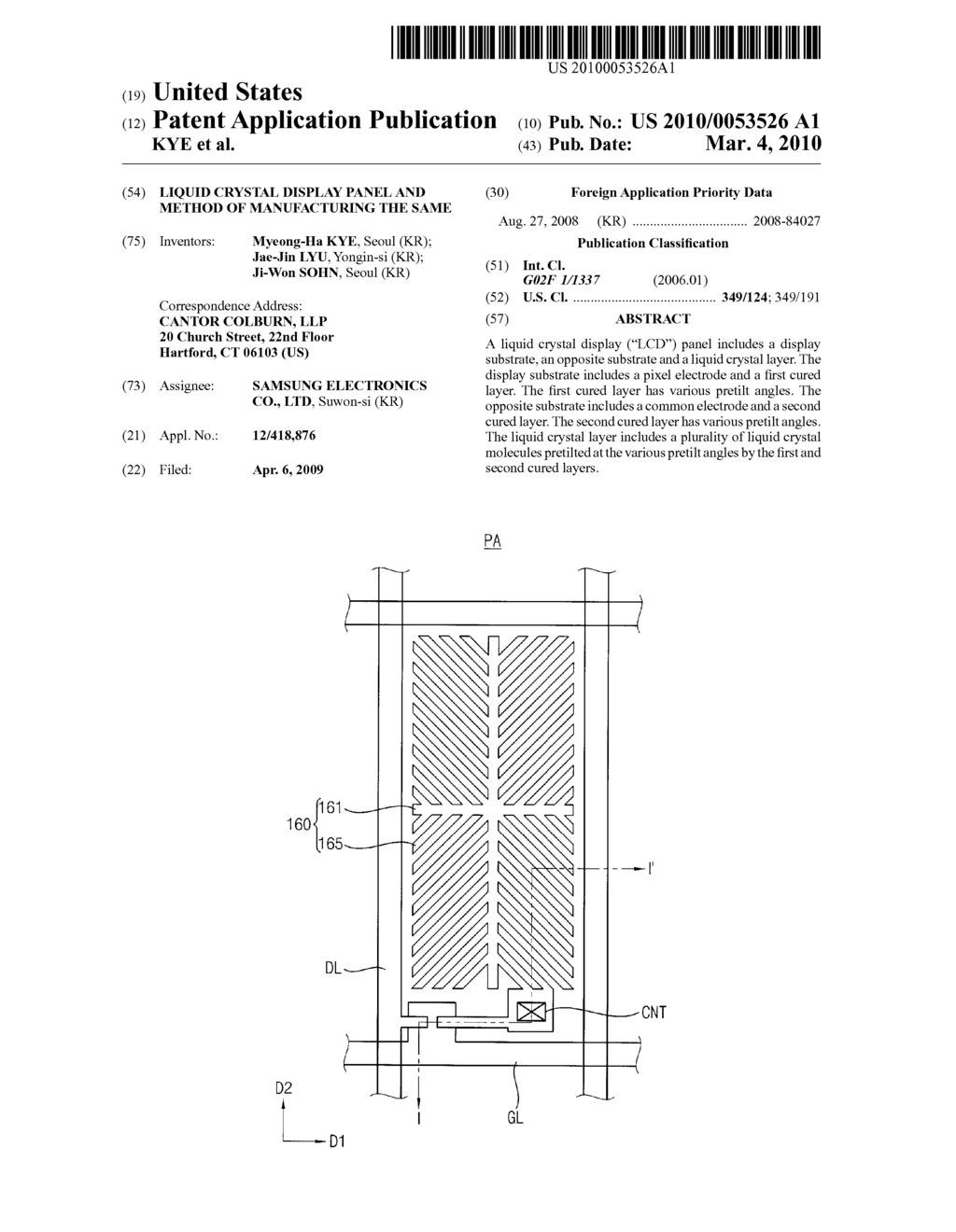 LIQUID CRYSTAL DISPLAY PANEL AND METHOD OF MANUFACTURING THE SAME - diagram, schematic, and image 01