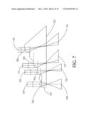 Light distribution board having multiple light gratings each with many arciform lenses diagram and image