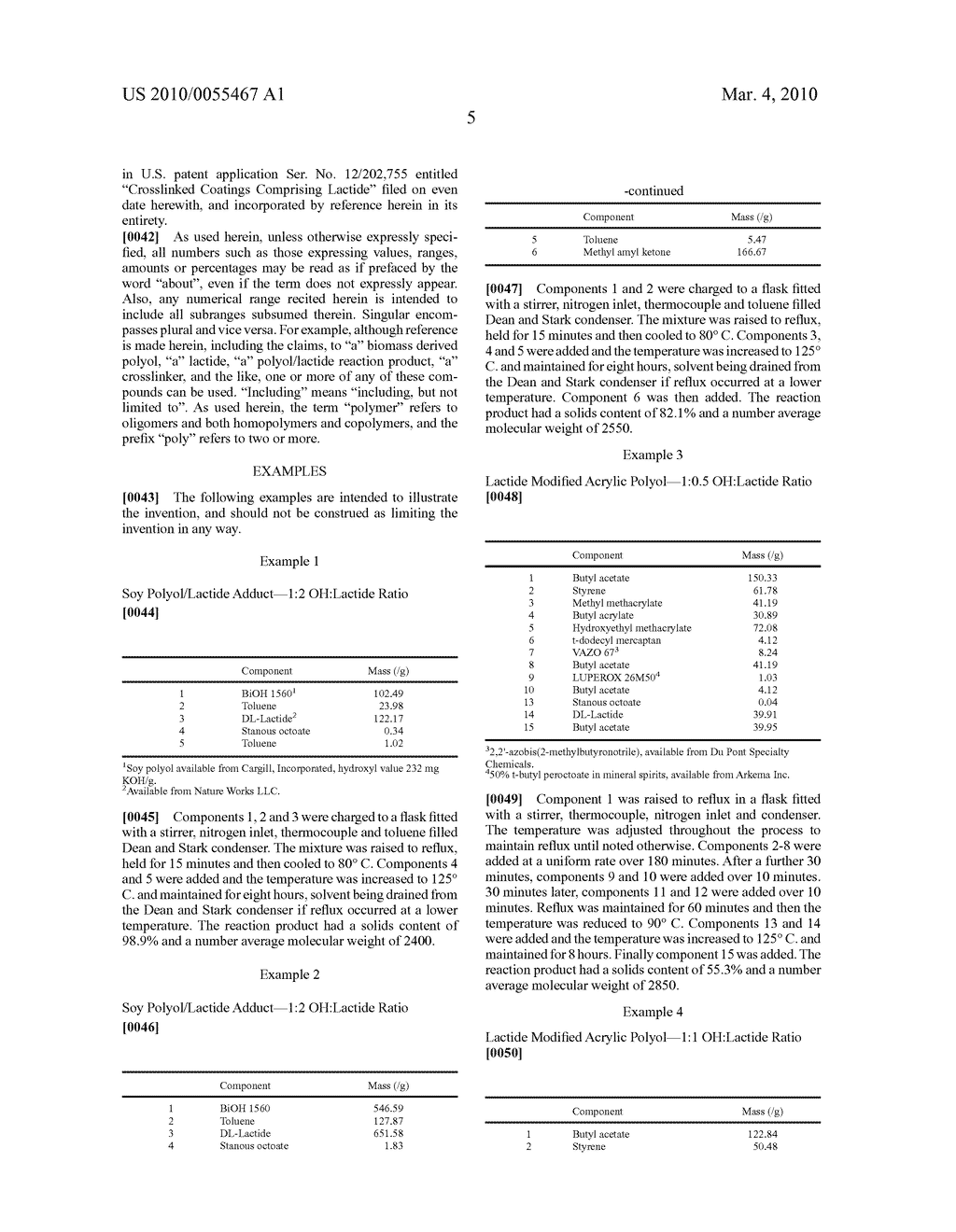 COATING COMPOSITIONS COMPRISING THE REACTION PRODUCT OF A BIOMASS DERIVED POLYOL AND A LACTIDE - diagram, schematic, and image 06