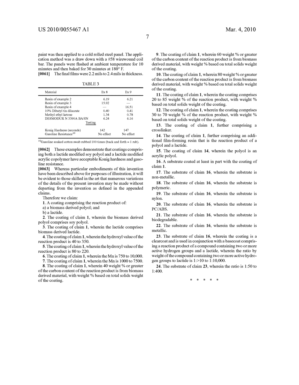 COATING COMPOSITIONS COMPRISING THE REACTION PRODUCT OF A BIOMASS DERIVED POLYOL AND A LACTIDE - diagram, schematic, and image 08