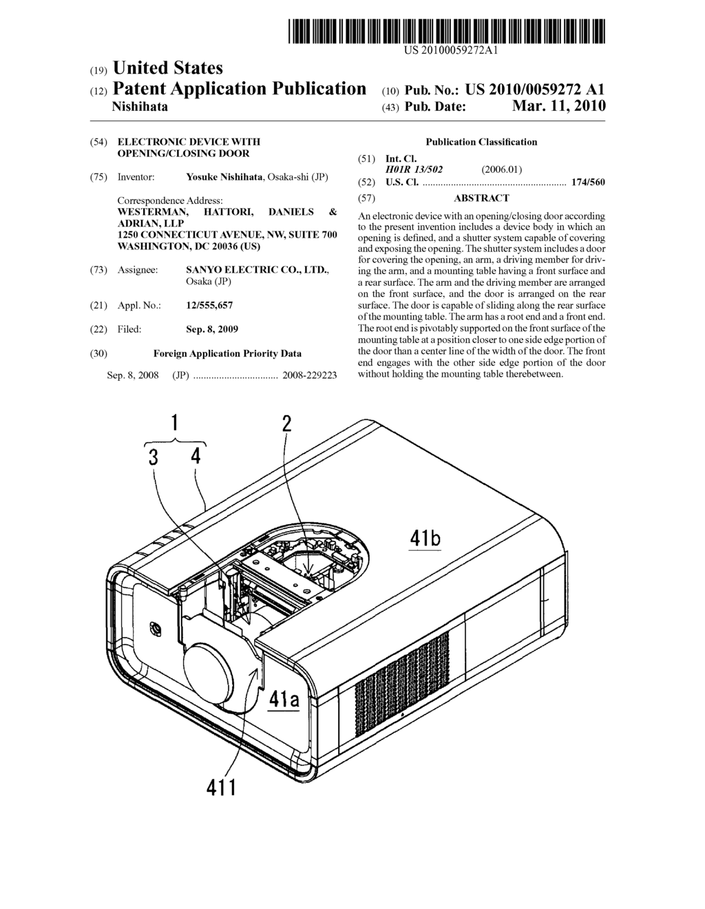 ELECTRONIC DEVICE WITH OPENING/CLOSING DOOR - diagram, schematic, and image 01