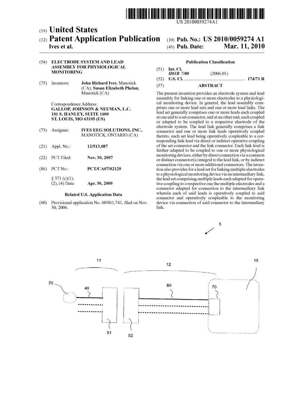 ELECTRODE SYSTEM AND LEAD ASSEMBLY FOR PHYSIOLOGICAL MONITORING - diagram, schematic, and image 01