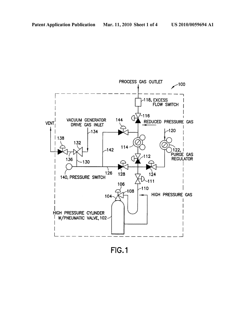 PRESSURE-BASED GAS DELIVERY SYSTEM AND METHOD FOR REDUCING RISKS ASSOCIATED WITH STORAGE AND DELIVERY OF HIGH PRESSURE GASES - diagram, schematic, and image 02