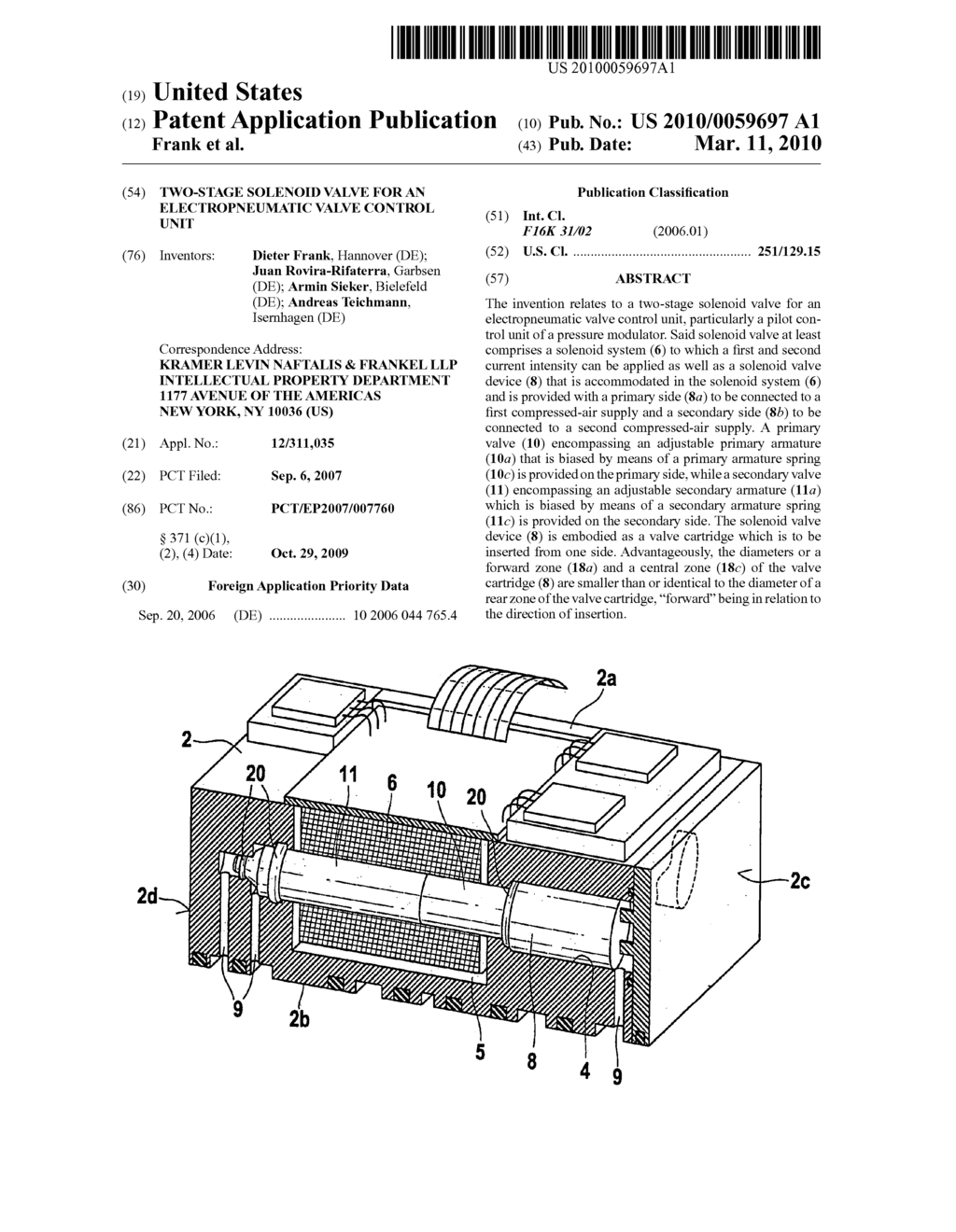 Two-stage solenoid valve for an electropneumatic valve control unit - diagram, schematic, and image 01