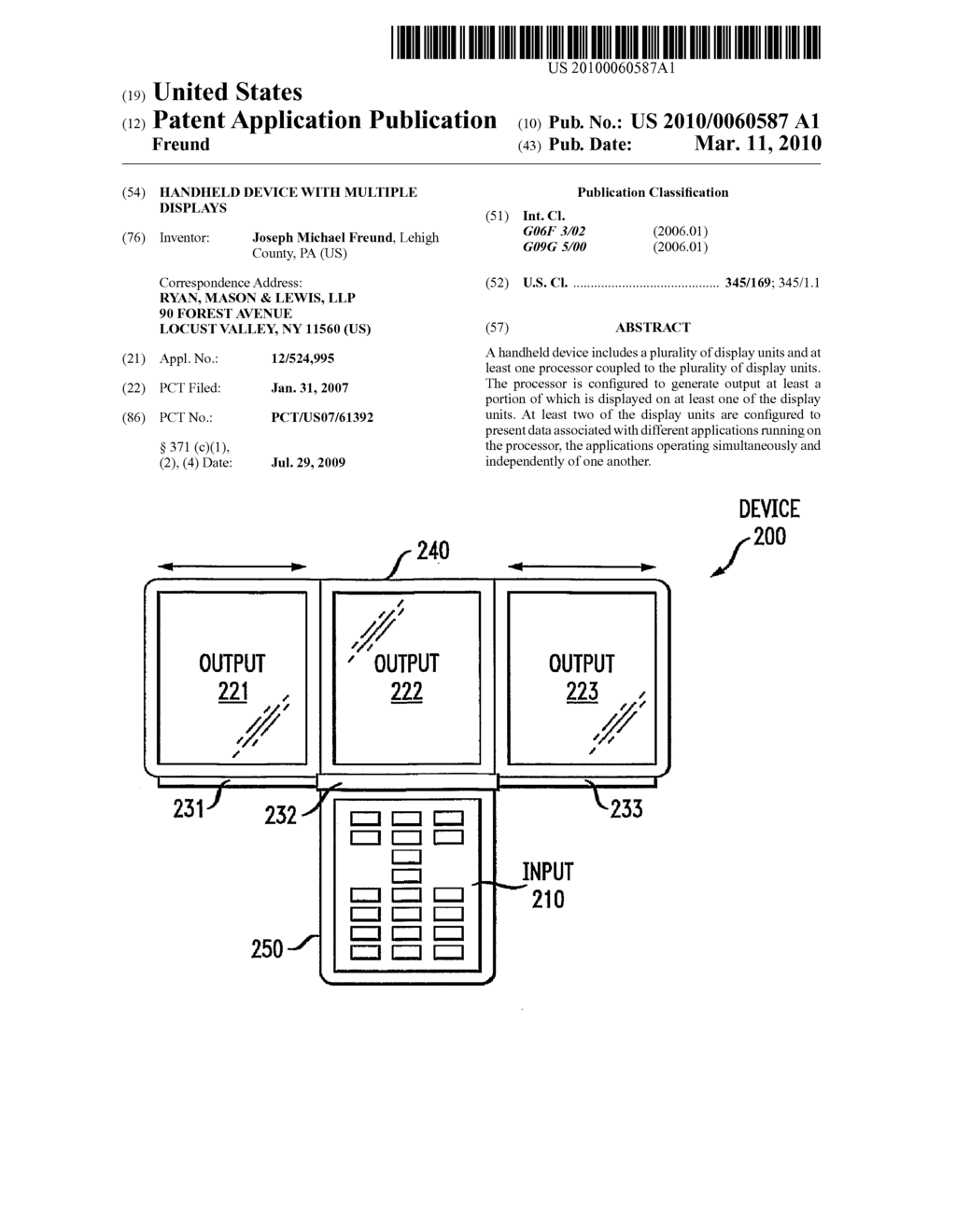 Handheld Device with Multiple Displays - diagram, schematic, and image 01