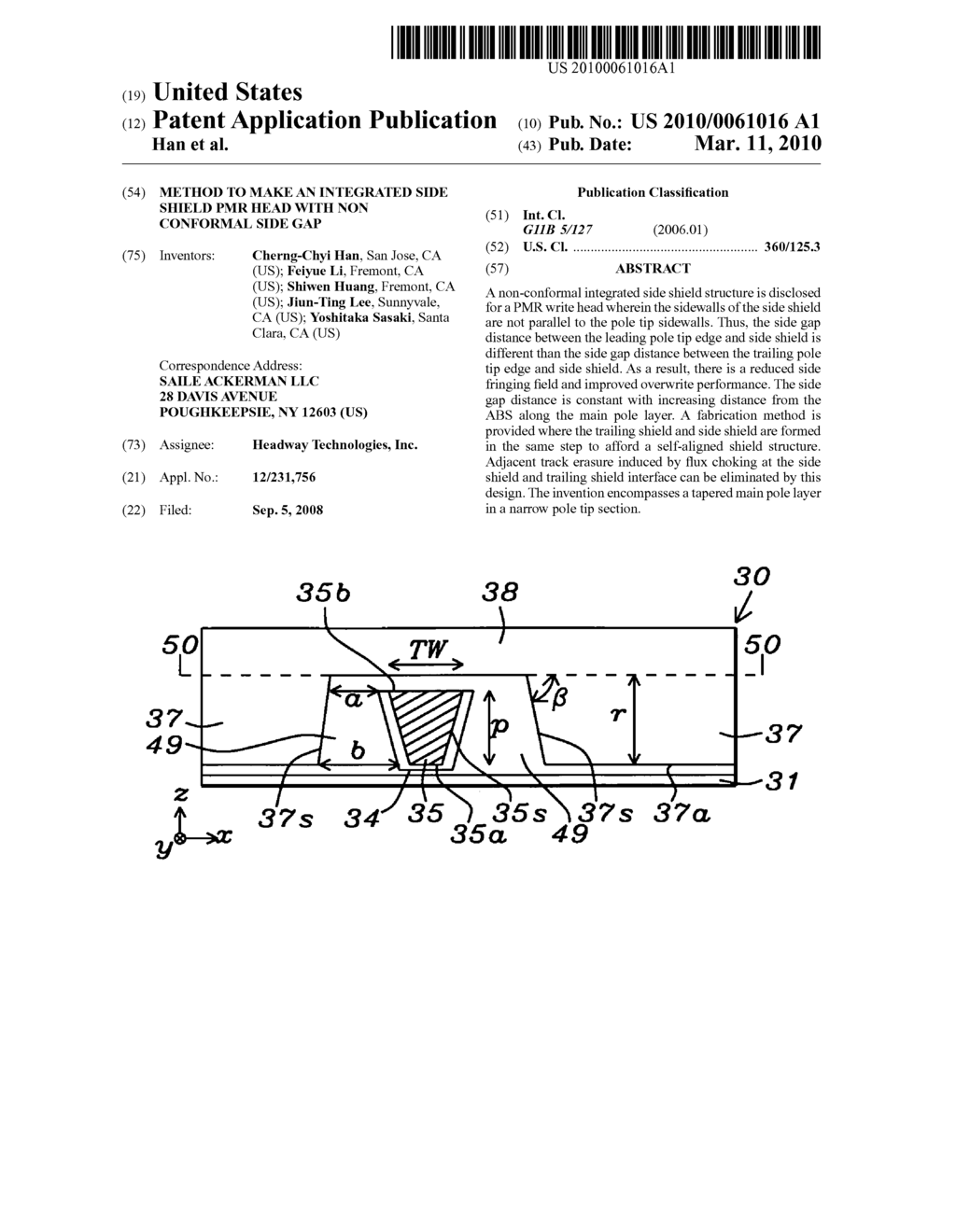 Method to make an integrated side shield PMR head with non conformal side gap - diagram, schematic, and image 01