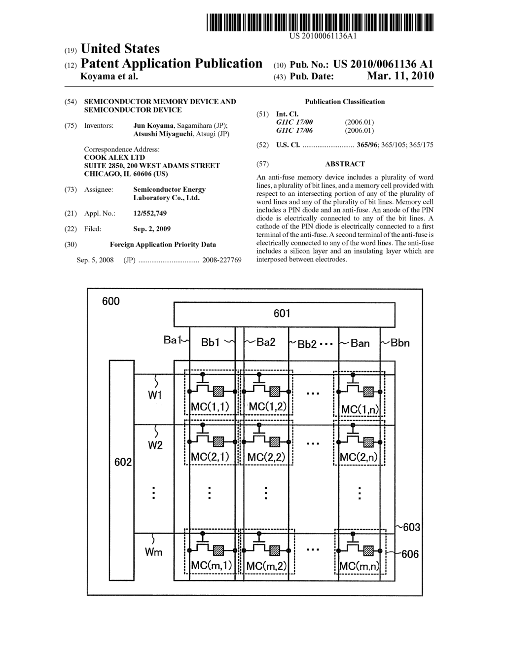 Semiconductor Memory Device and Semiconductor Device - diagram, schematic, and image 01