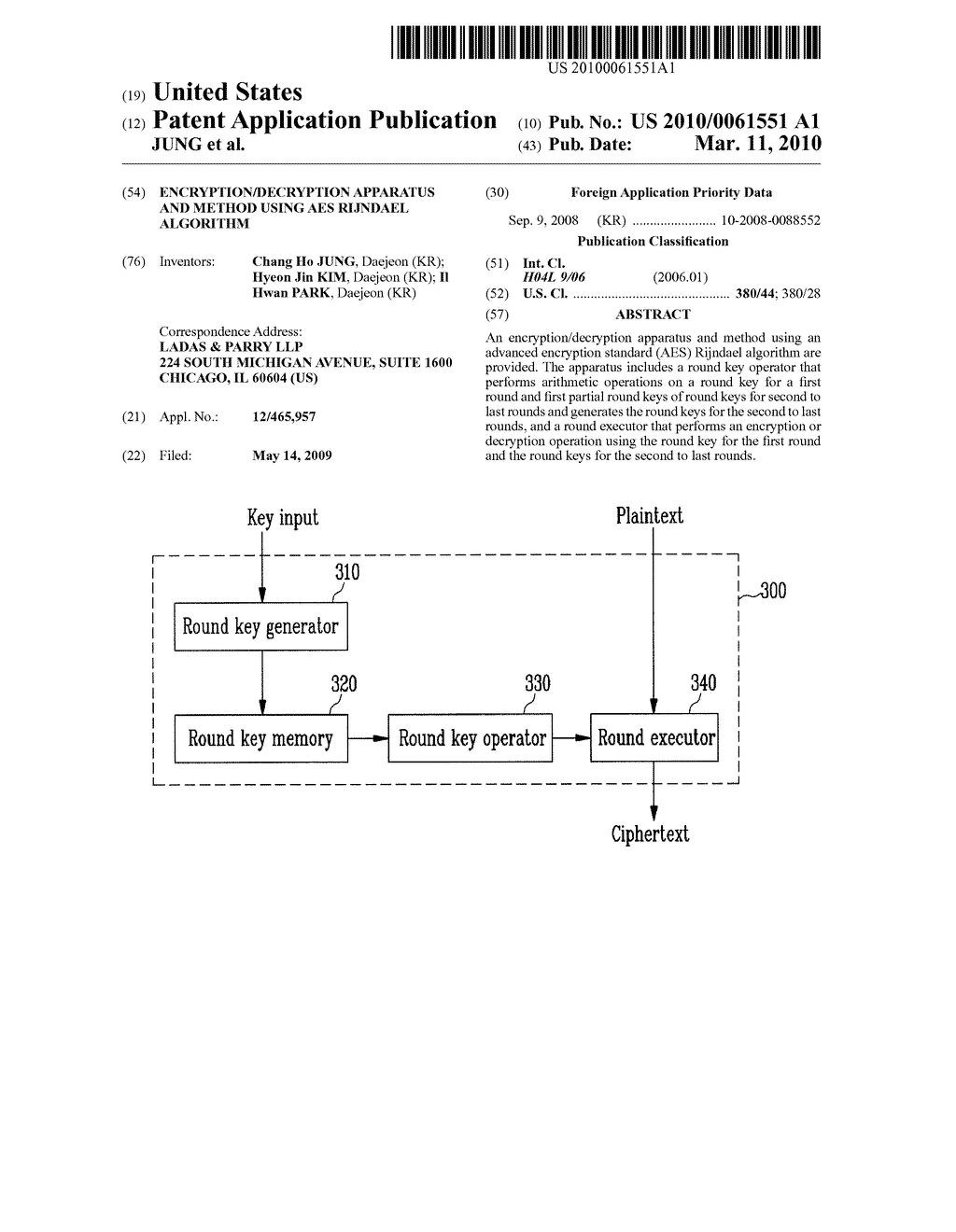 ENCRYPTION/DECRYPTION APPARATUS AND METHOD USING AES RIJNDAEL ALGORITHM - diagram, schematic, and image 01