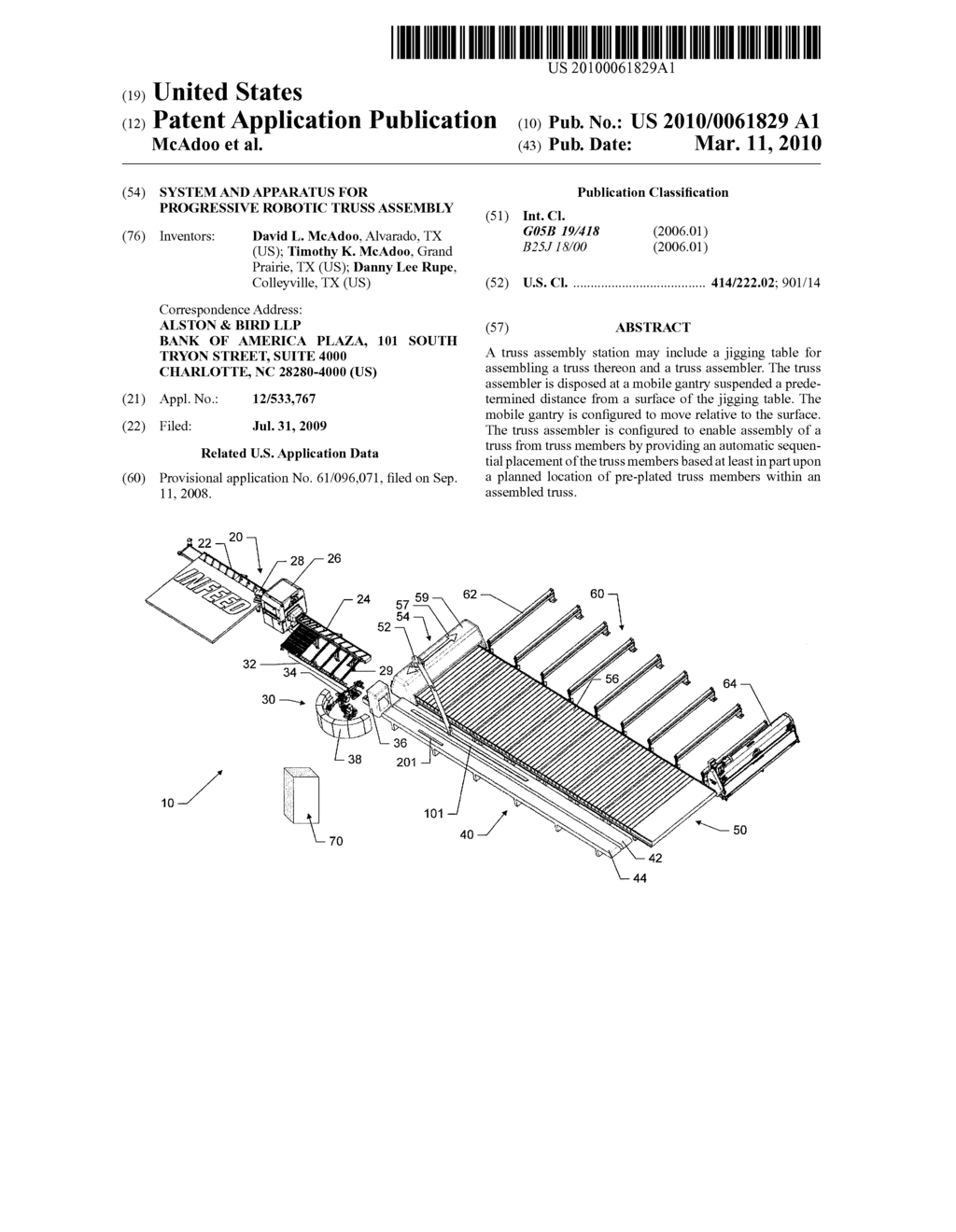 SYSTEM AND APPARATUS FOR PROGRESSIVE ROBOTIC TRUSS ASSEMBLY - diagram, schematic, and image 01