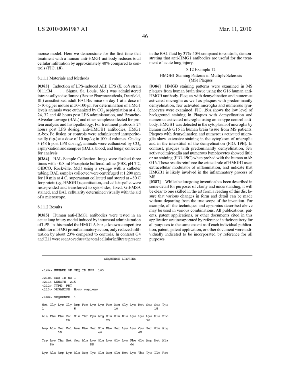 High Affinity Antibodies Against HMGB1 and Methods Of Use Thereof - diagram, schematic, and image 101