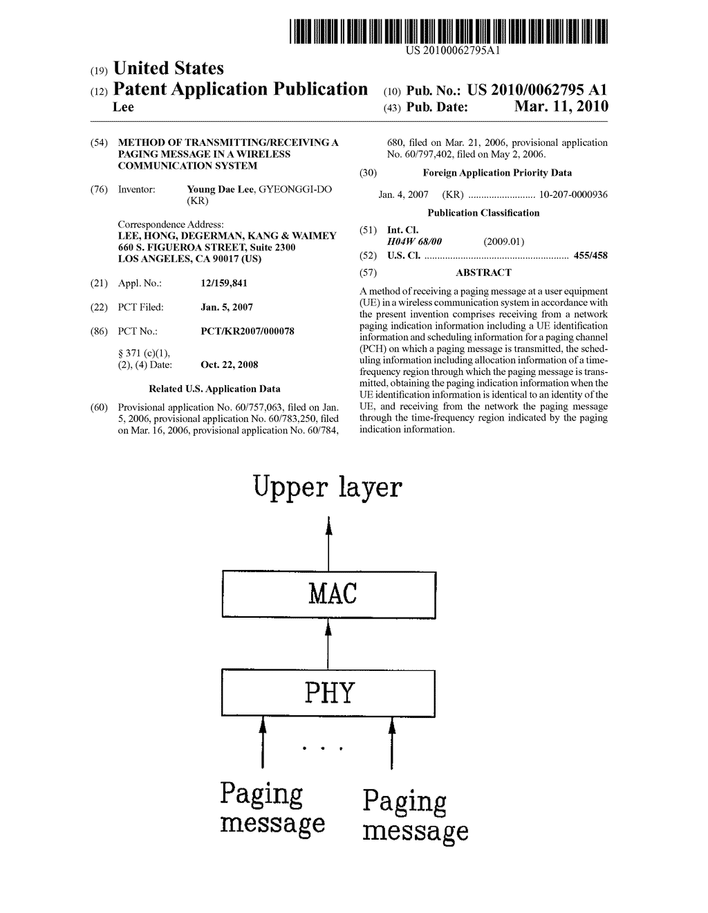 METHOD OF TRANSMITTING/RECEIVING A PAGING MESSAGE IN A WIRELESS COMMUNICATION SYSTEM - diagram, schematic, and image 01