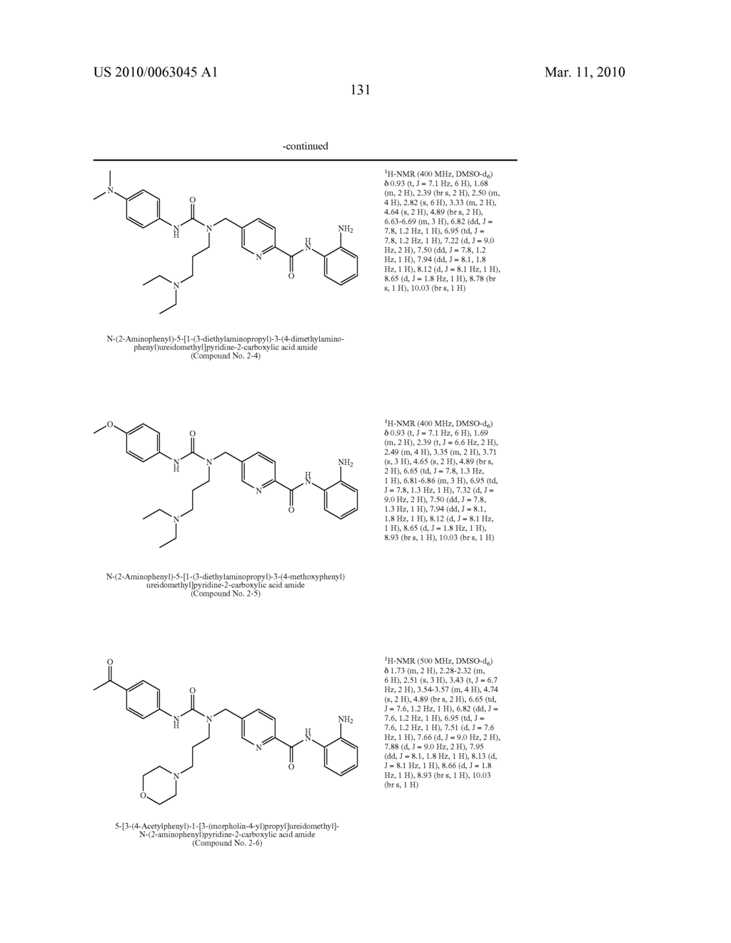 NOVEL PYRIDINECARBOXYLIC ACID (2-AMINOPHENYL) AMIDE DERIVATIVE HAVING UREA STRUCTURE - diagram, schematic, and image 132