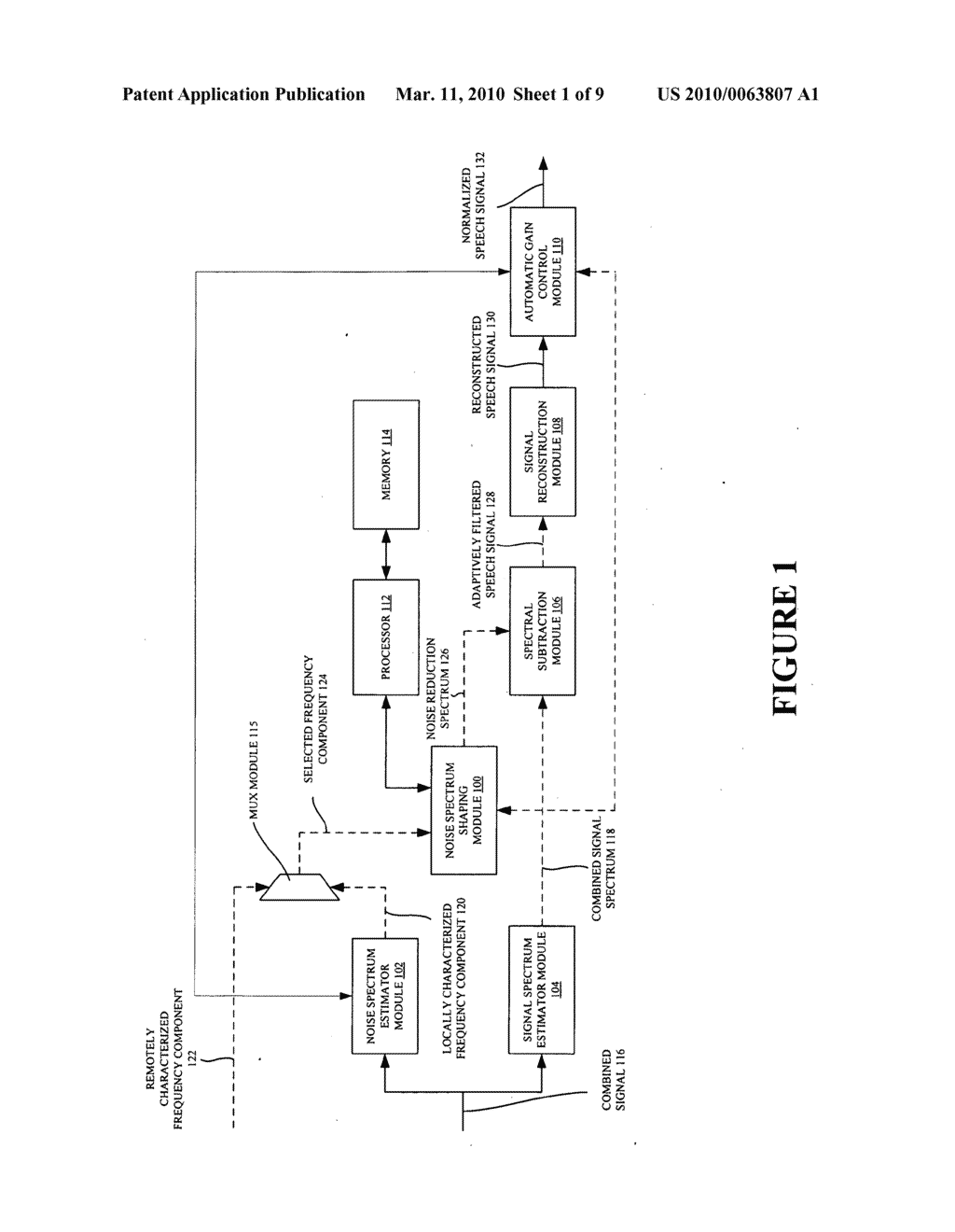 SUBTRACTION OF A SHAPED COMPONENT OF A NOISE REDUCTION SPECTRUM FROM A COMBINED SIGNAL - diagram, schematic, and image 02