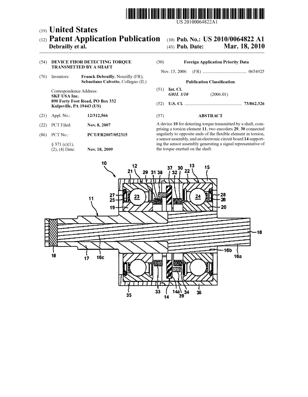 DEVICE FHOR DETECTING TORQUE TRANSMITTED BY A SHAFT - diagram, schematic, and image 01