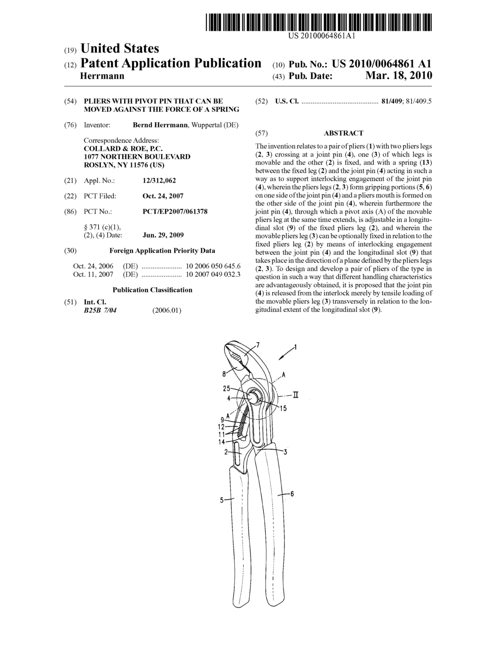 PLIERS WITH PIVOT PIN THAT CAN BE MOVED AGAINST THE FORCE OF A SPRING - diagram, schematic, and image 01