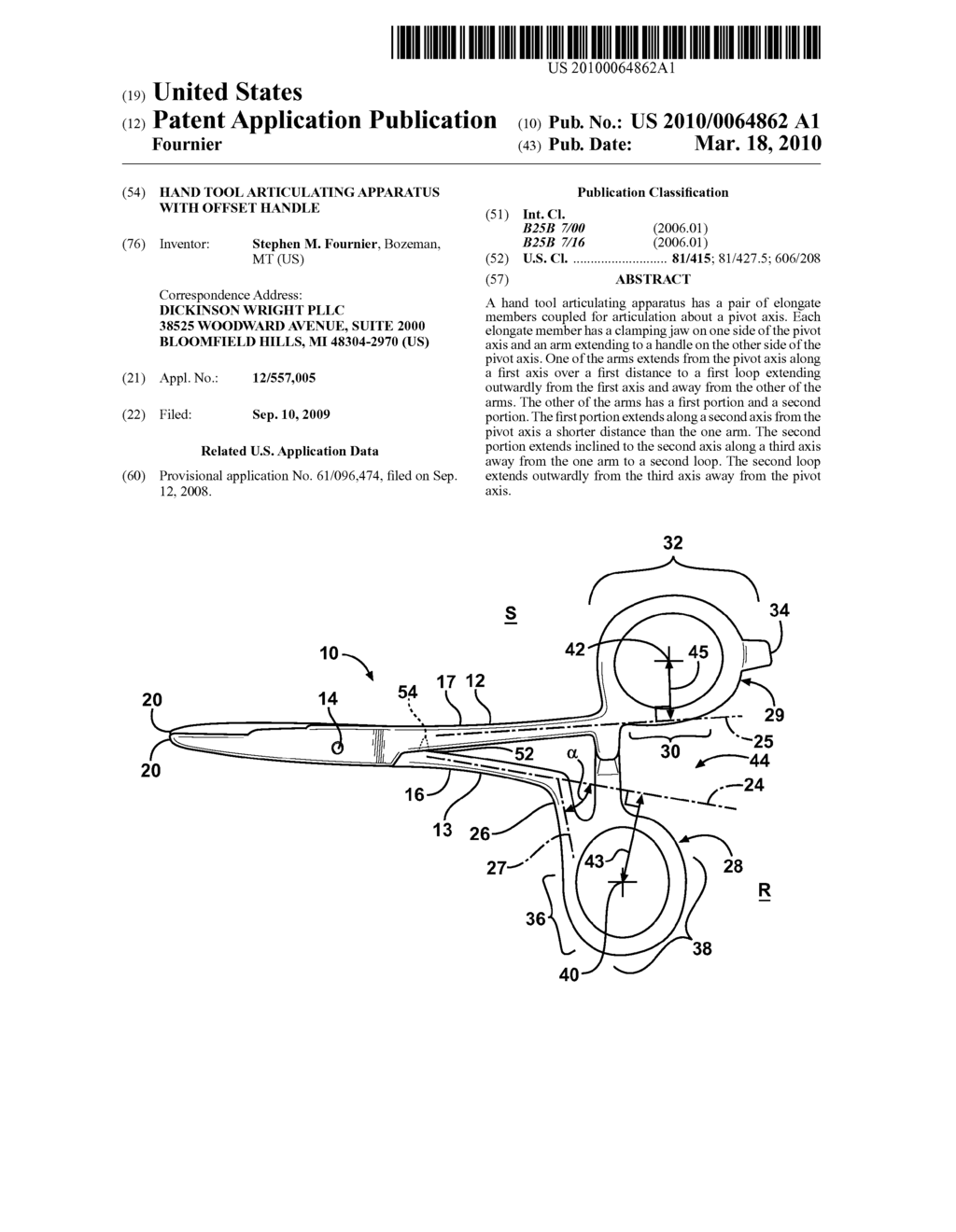 HAND TOOL ARTICULATING APPARATUS WITH OFFSET HANDLE - diagram, schematic, and image 01