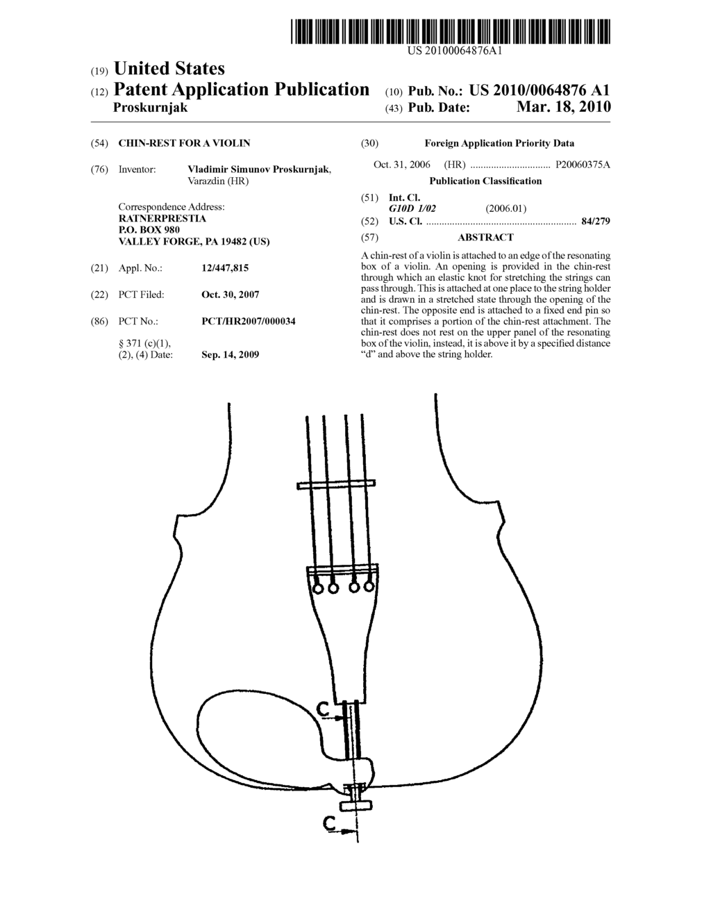 CHIN-REST FOR A VIOLIN - diagram, schematic, and image 01