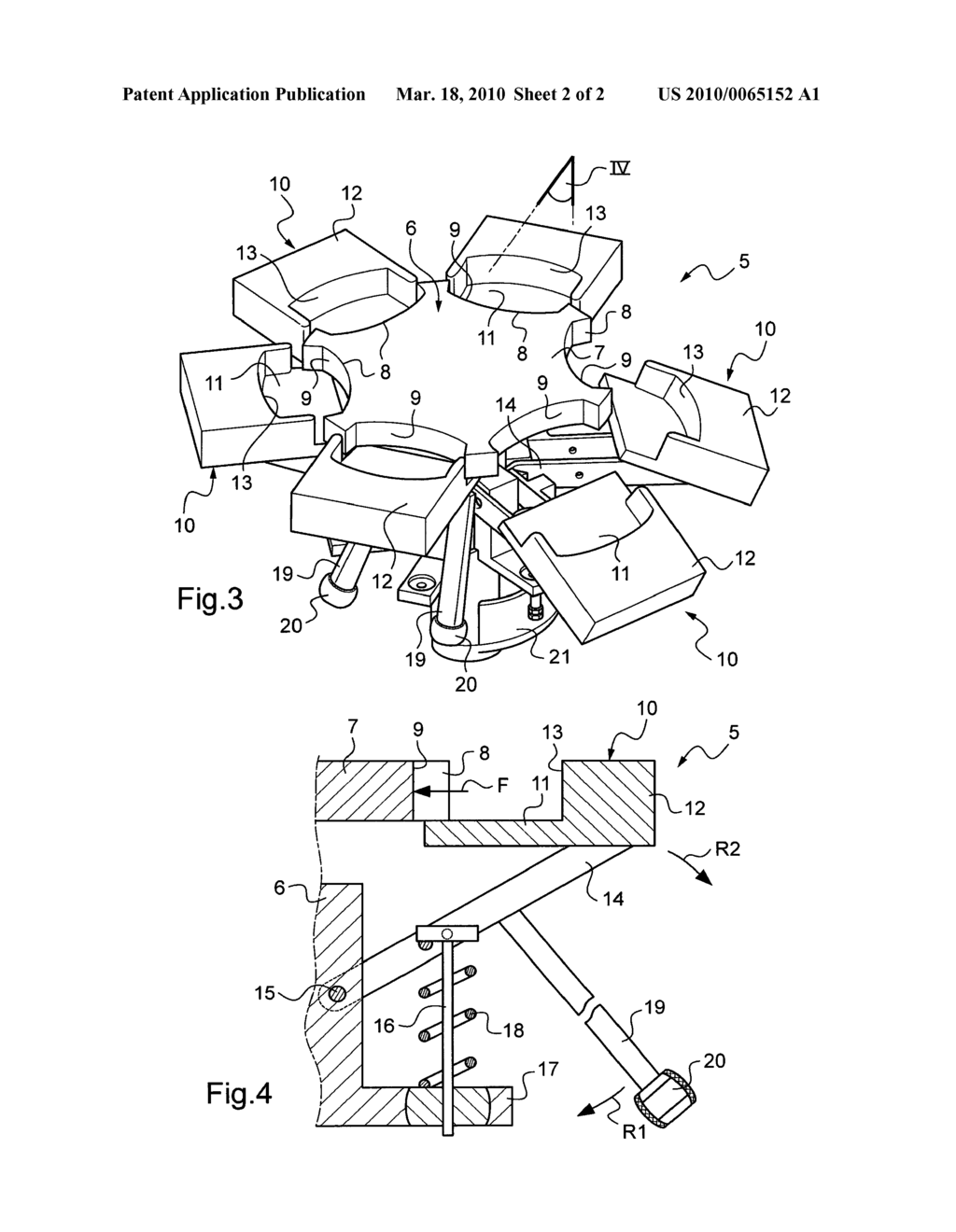 RETRACTABLE DEVICE FOR HOLDING CONTAINERS, AND A CONTAINER-PROCESSOR INSTALLATION FITTED WITH SUCH DEVICES - diagram, schematic, and image 03