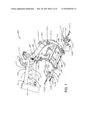 Backbone motorcycle frame having a partial cradle which supports a rear portion of a unitized engine and transmission and to which foot peg assemblies are bolted diagram and image