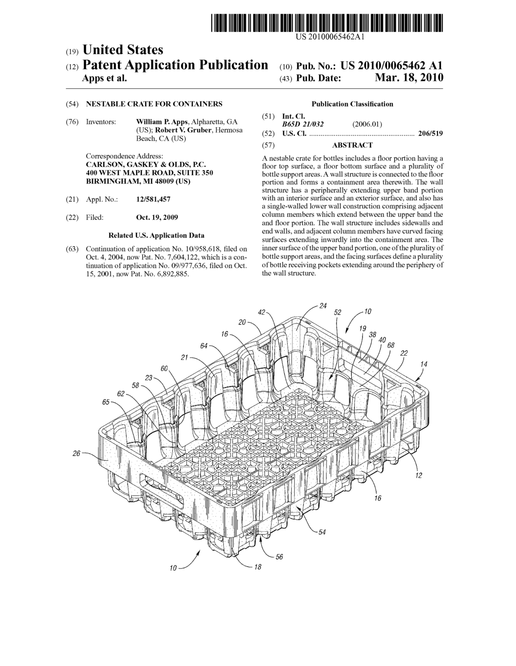 NESTABLE CRATE FOR CONTAINERS - diagram, schematic, and image 01