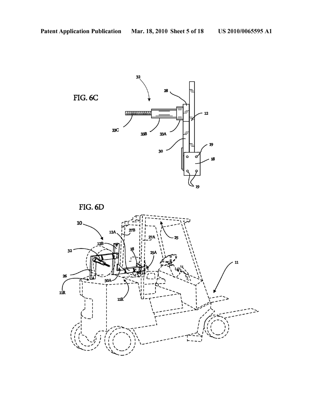 Device for tying and transporting wood and elongate objects in relation to rearward portions of a forklift vehicle - diagram, schematic, and image 06