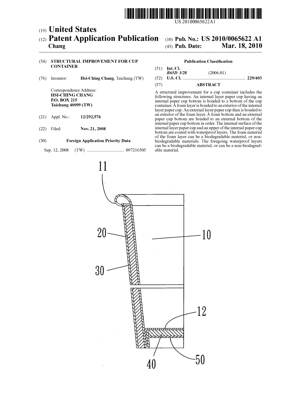 Structural improvement for cup container - diagram, schematic, and image 01