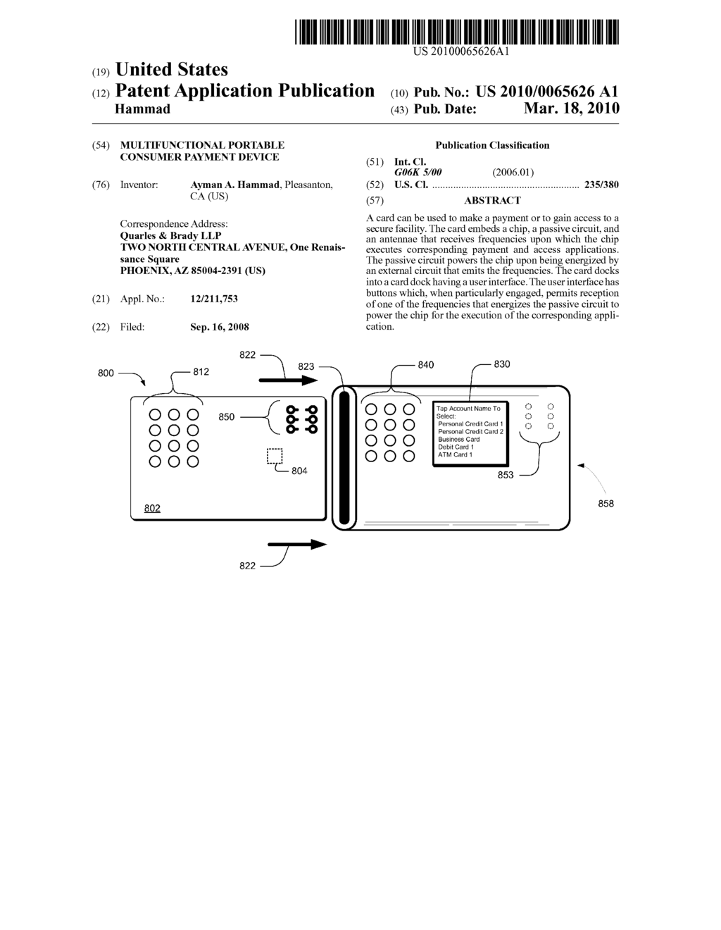 MULTIFUNCTIONAL PORTABLE CONSUMER PAYMENT DEVICE - diagram, schematic, and image 01